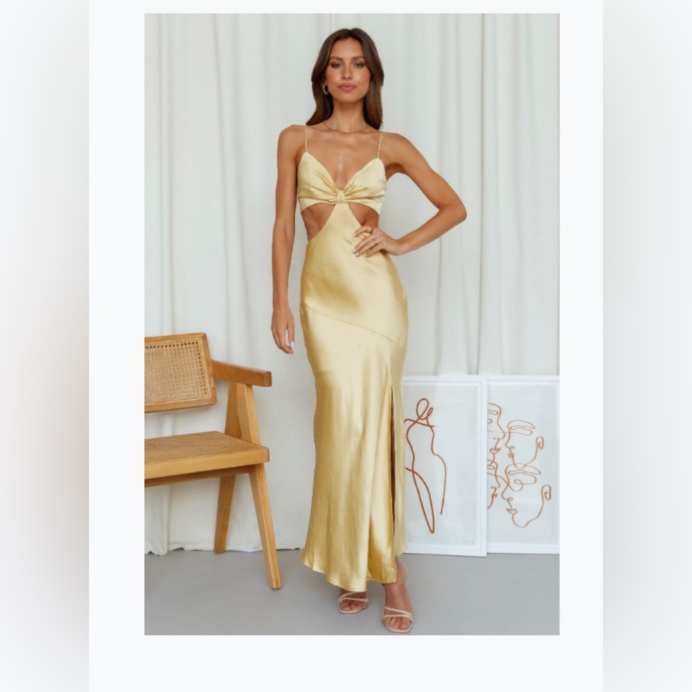 Elegant Gold Satin Evening Dress